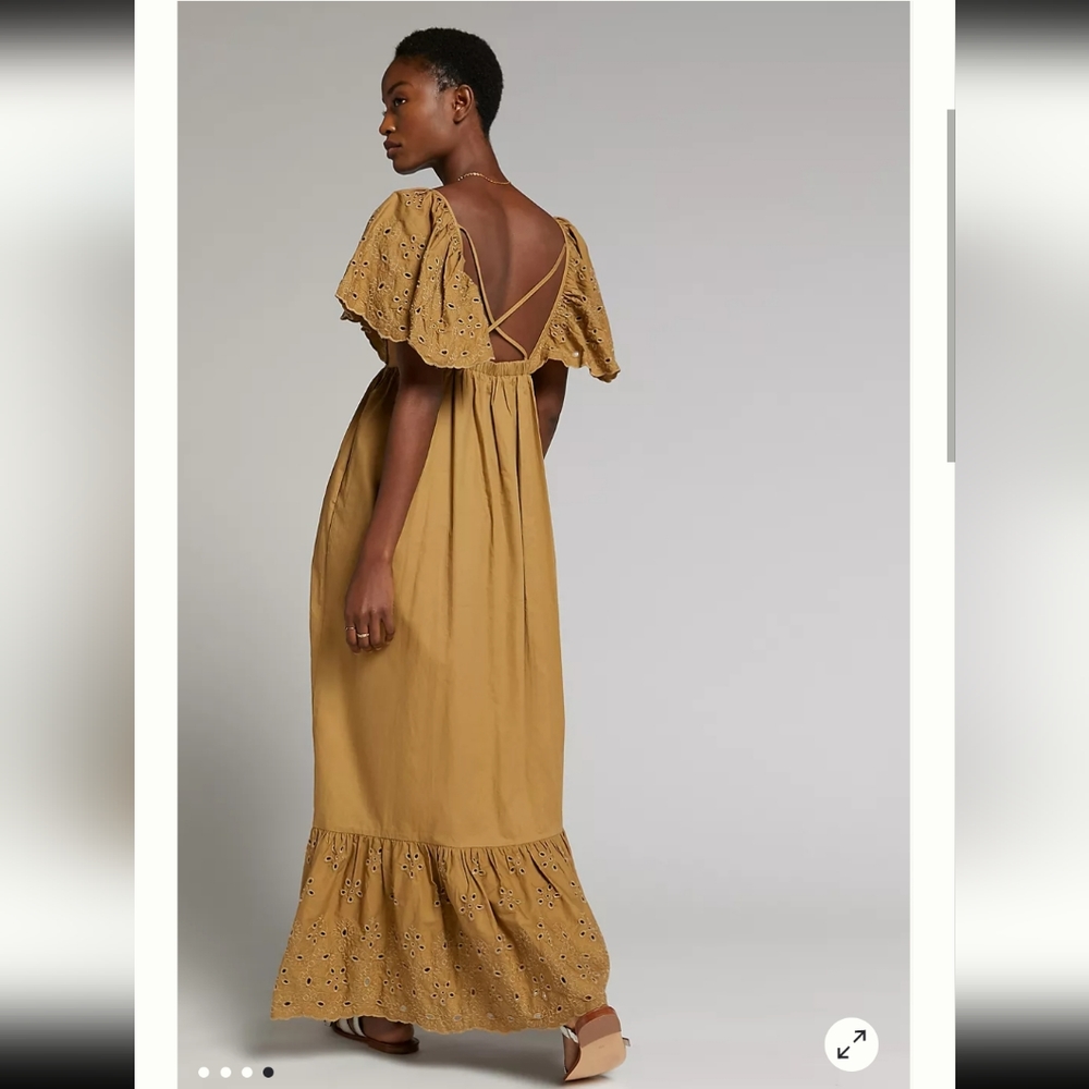 Anthropologie Mustard Yellow Maxi Dress